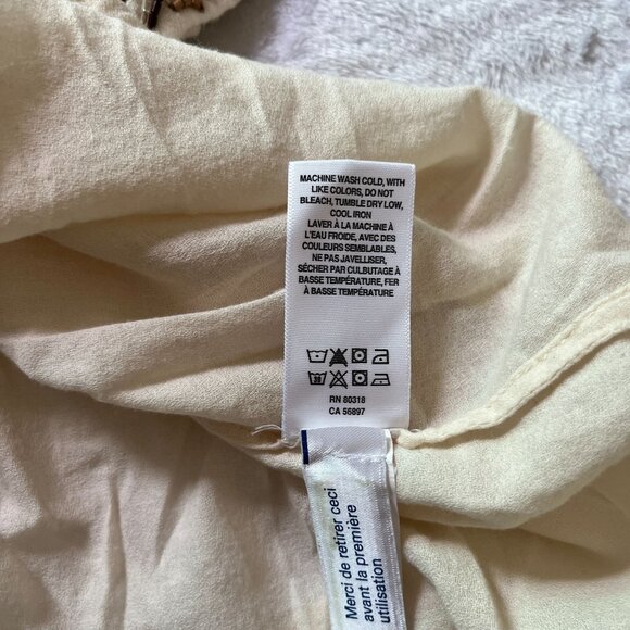 Lucky Brand Womens Beaded Embellished Long Sleeve Top Small Ivory Split Neck - Picture 9 of 10